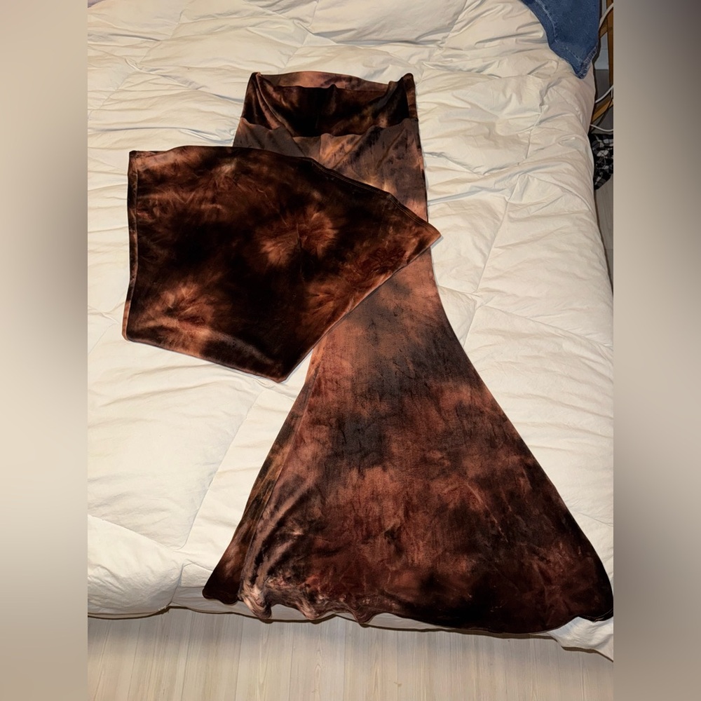 Kantha Bae Brown Tie-Dye Velvet hippie pants
